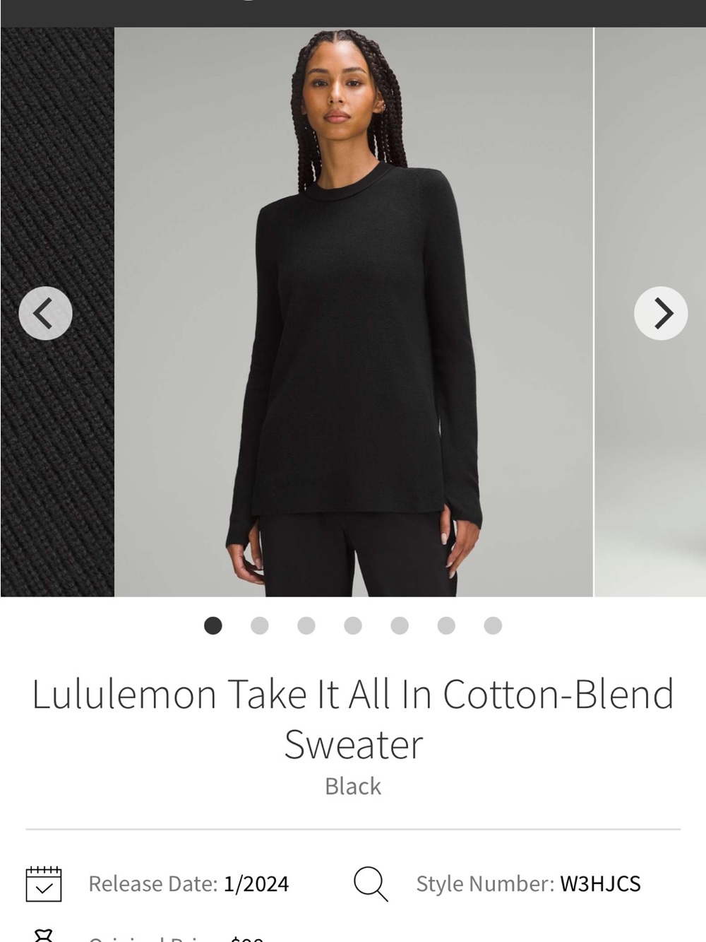 lululemon athletica Take It All In Cotton-Blend Sweater - Black sz Large